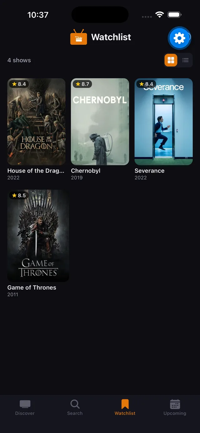 Watchlist gallery view